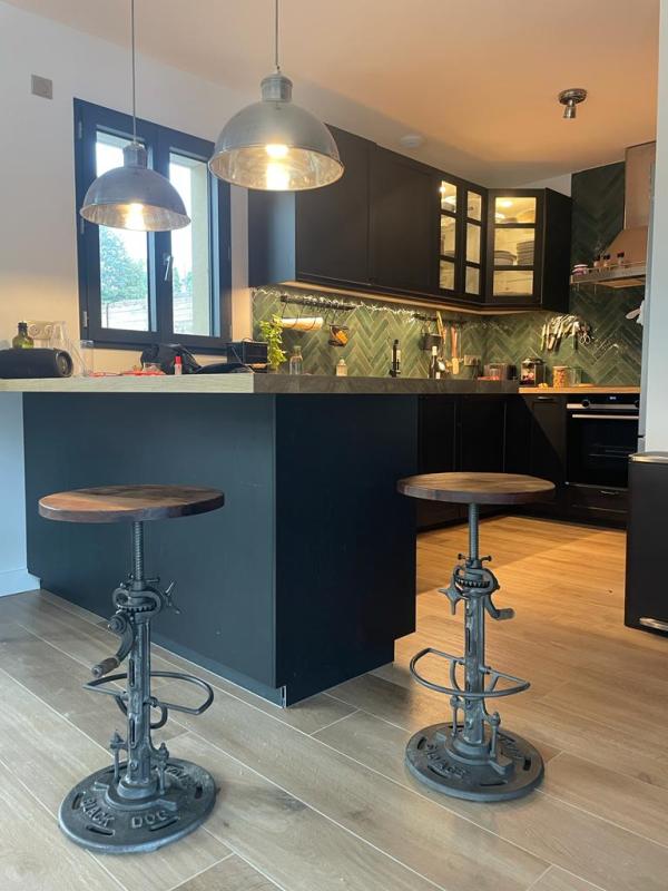 Verstellbarer hoher Teakholzhocker Salvage