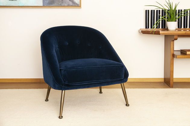 Sessel aus blauem Samt Barnolomeo