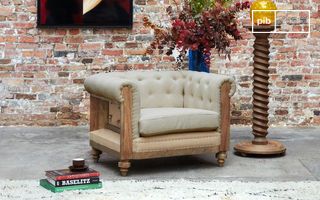 Chesterfield-Sessel Montaigu Almond