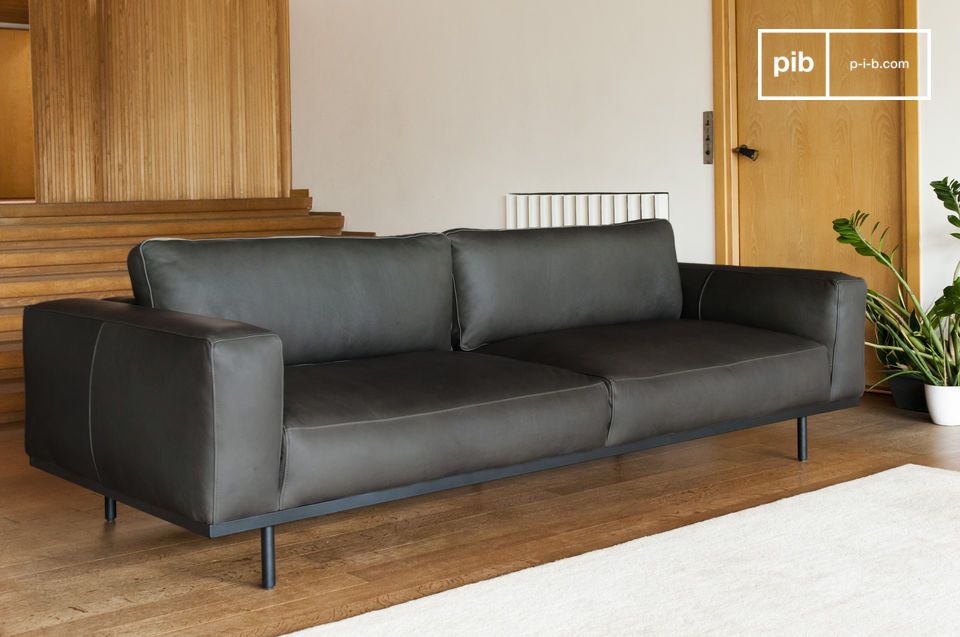 Mandel 3 Sitzer Sofa In Graphit Leder Pib