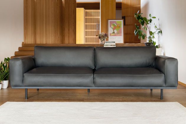 Mandel-3-Sitzer-Sofa in Graphit Leder
