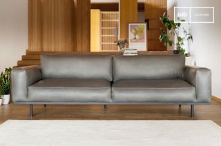 Mandel-3-Sitzer-Sofa in grauem Leder