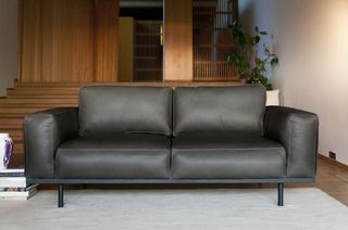 Mandel Sofa aus graphit Leder