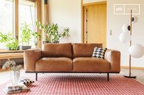 Mandel Sofa in braunem Leder