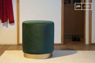 Grüner Samtpouf aus Messing Dallas