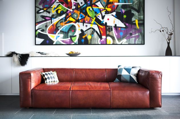 3-Sitzer Sofa aus Mahagonileder Krieger