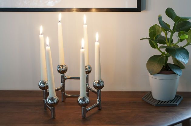 Verchromter Kerzenständer Hexabal